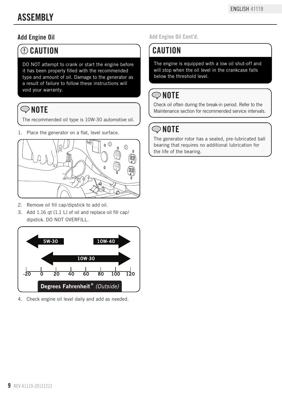 Assembly, Caution | Champion Power Equipment 41119 User Manual | Page 12 / 30