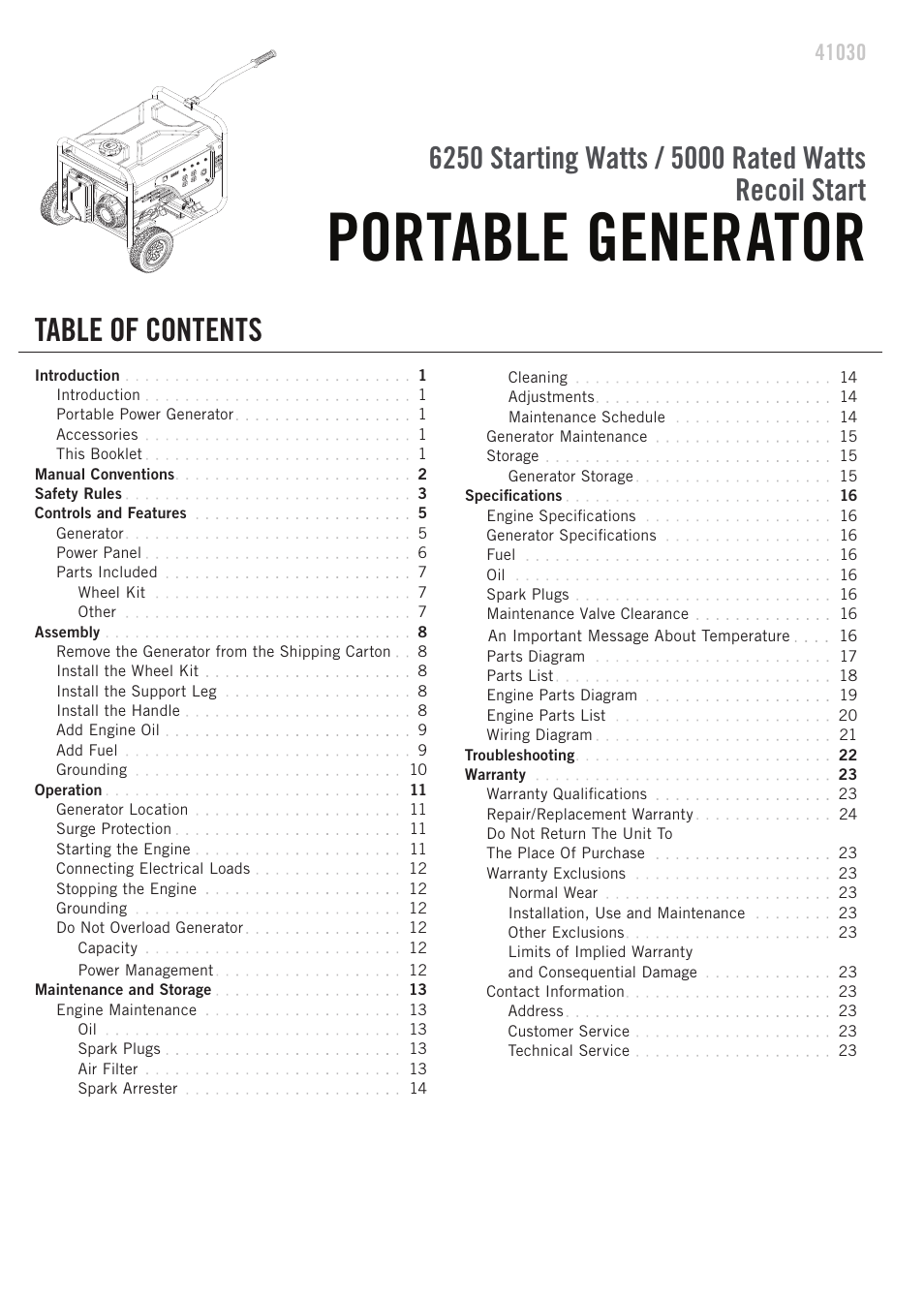 Champion Power Equipment 41030 User Manual | Page 3 / 29