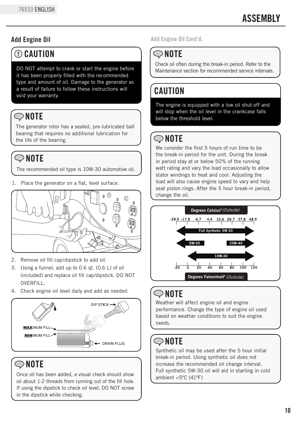 Assembly, Caution | Champion Power Equipment 76533 User Manual | Page 13 / 33