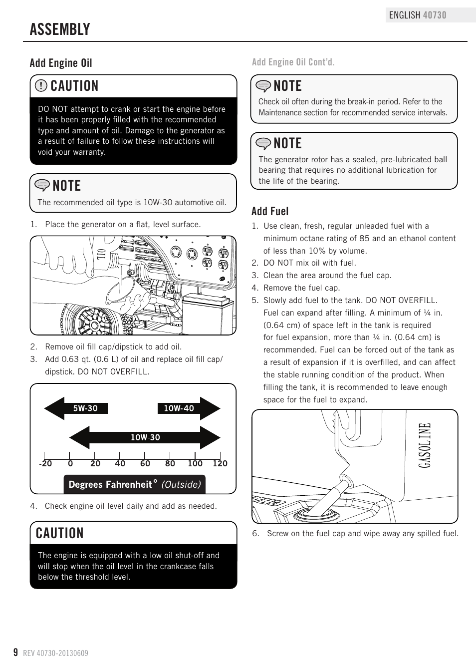 Assembly, Caution | Champion Power Equipment 40730 User Manual | Page 12 / 29