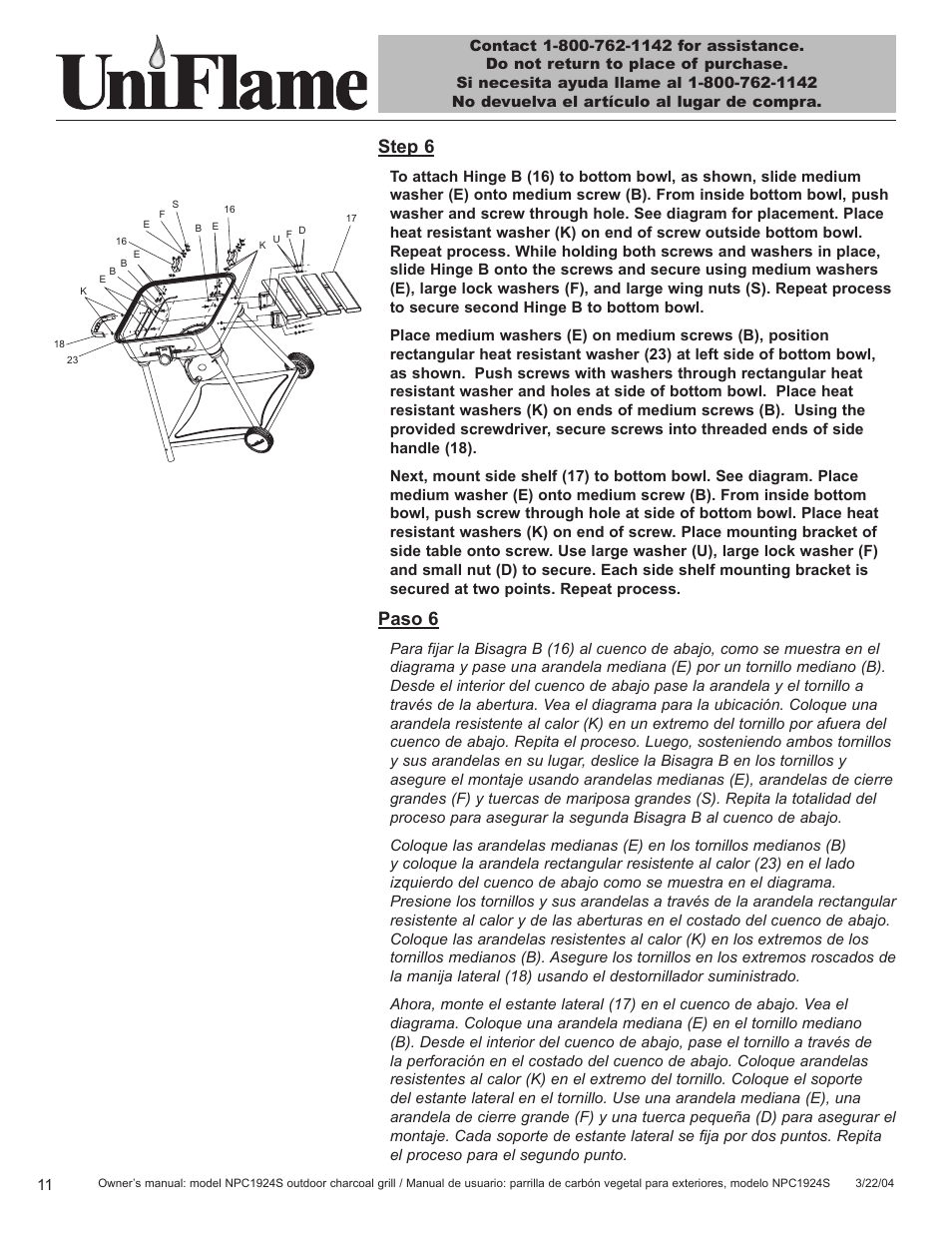 Step 6, Paso 6 | Blue Rhino NPC1924S User Manual | Page 12 / 28