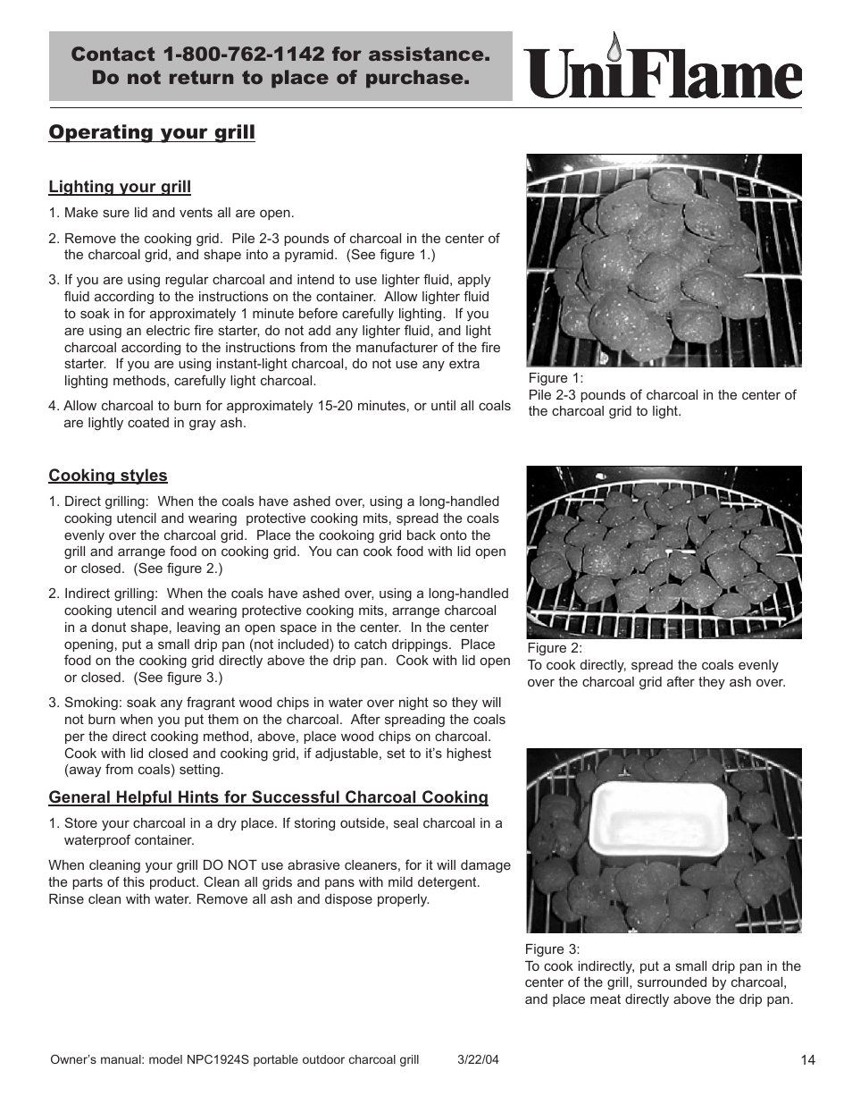 Operating your grill | Blue Rhino NPC1924S User Manual | Page 15 / 28