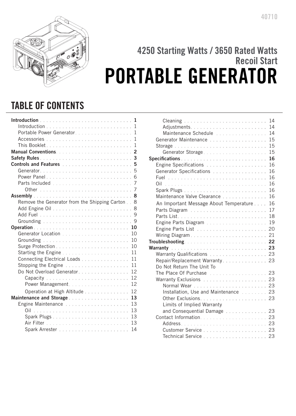 Champion Power Equipment 40710 User Manual | Page 3 / 29