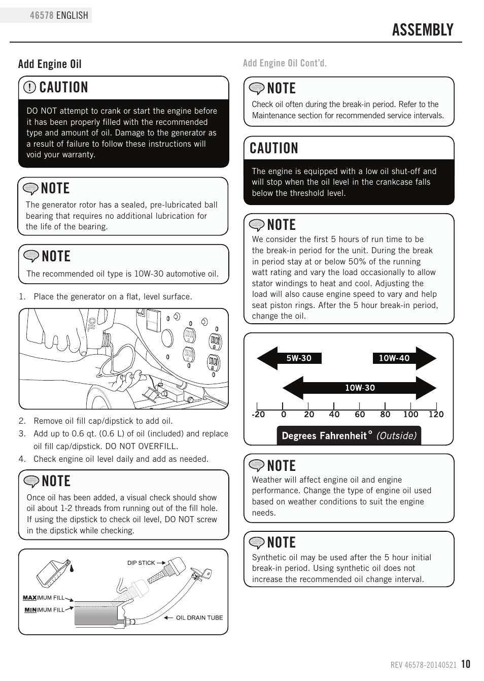 Assembly, Caution | Champion Power Equipment 46578 User Manual | Page 13 / 32