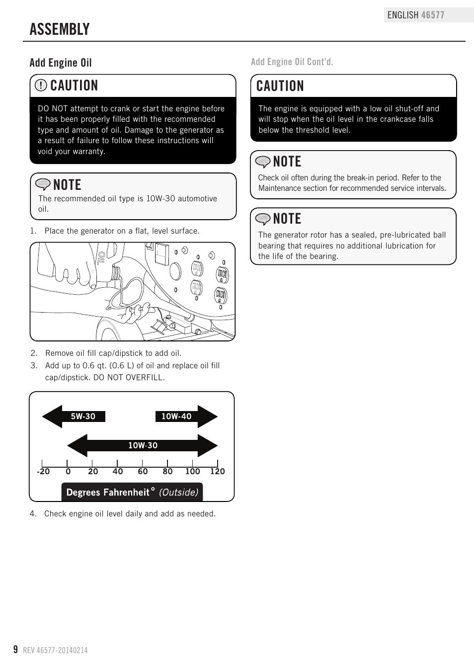 Assembly, Caution | Champion Power Equipment 46577 User Manual | Page 12 / 30