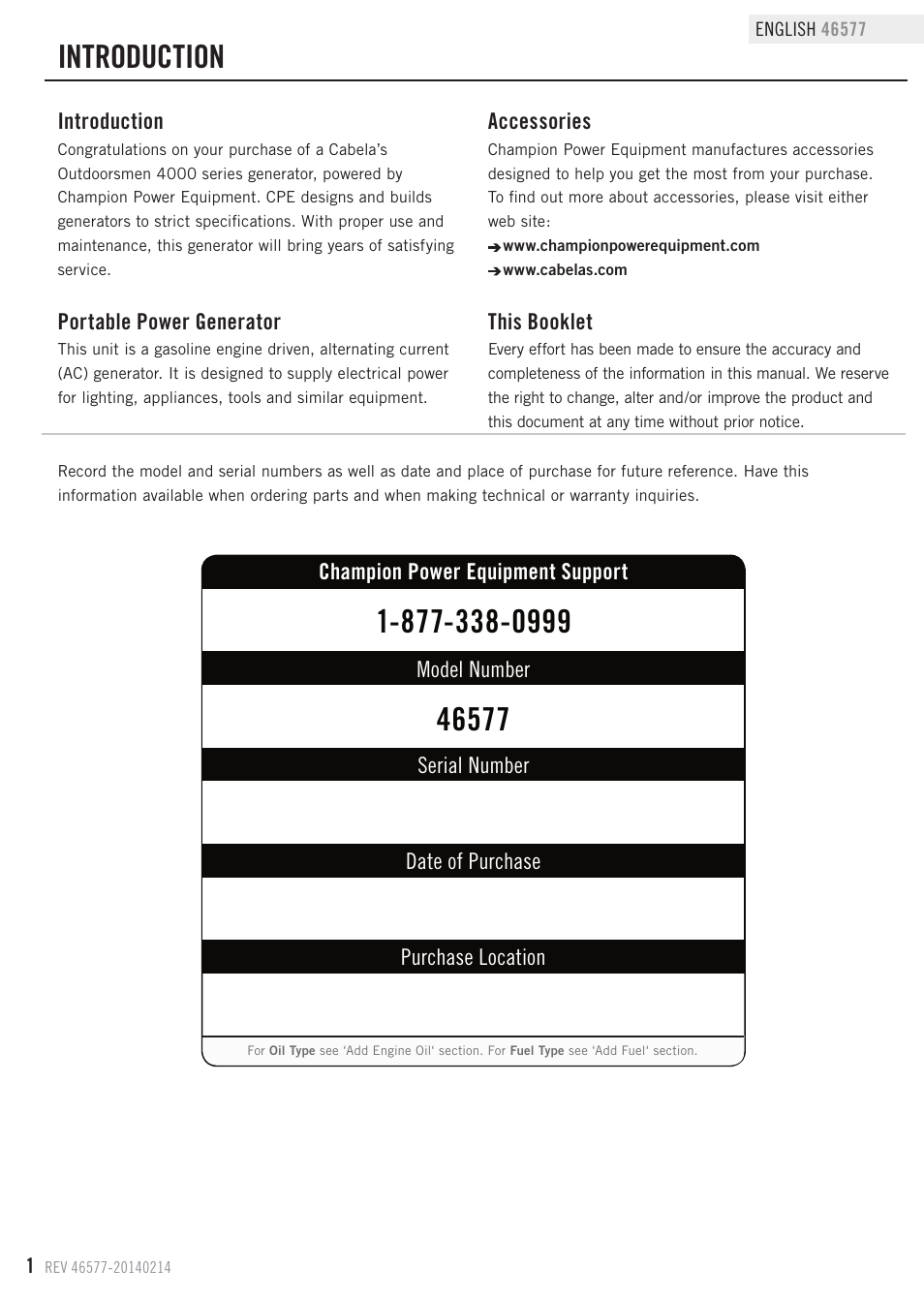 Introduction | Champion Power Equipment 46577 User Manual | Page 4 / 30