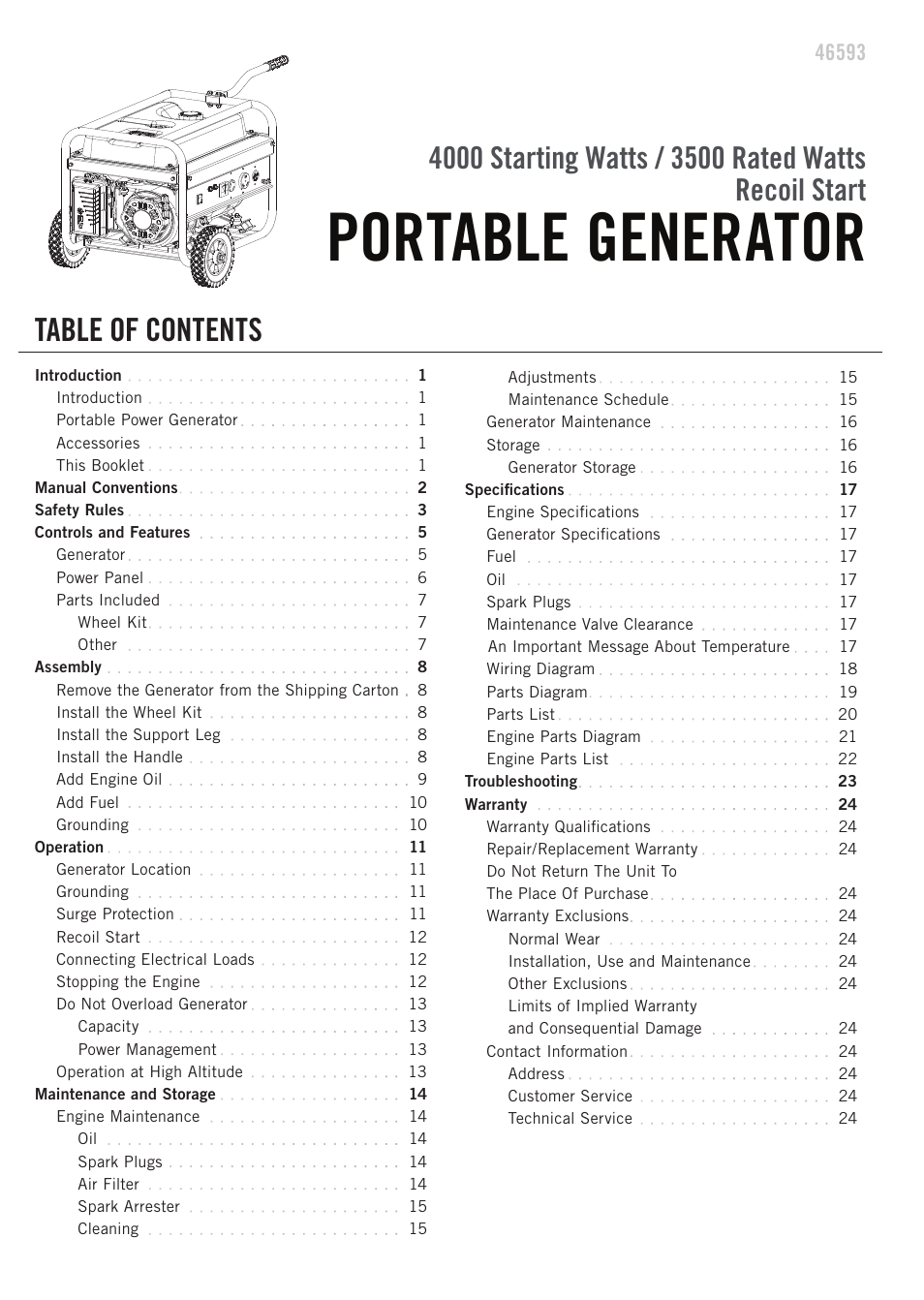 Champion Power Equipment 46593 User Manual | Page 3 / 30