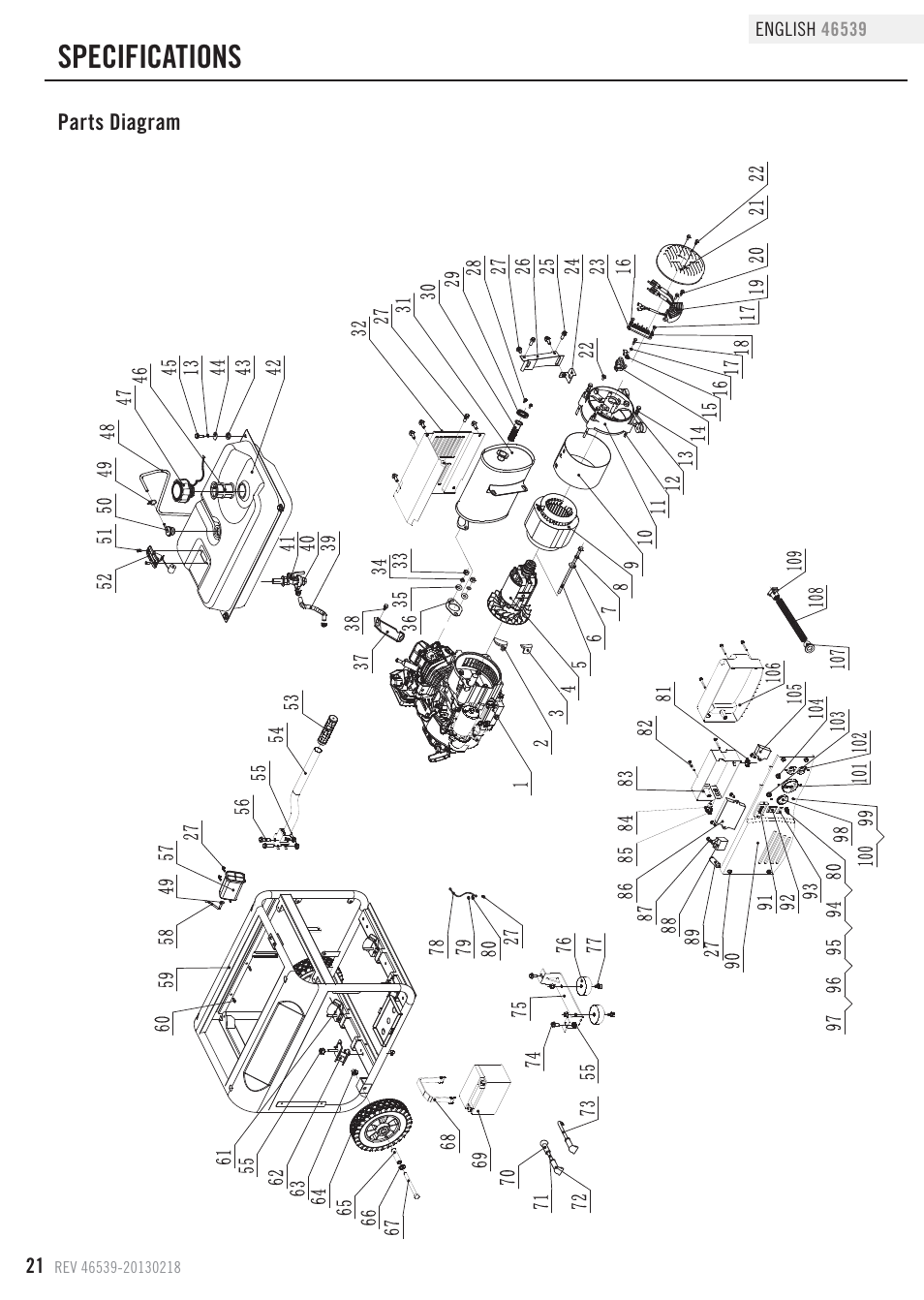 Specifications | Champion Power Equipment 46539 User Manual | Page 24 / 32