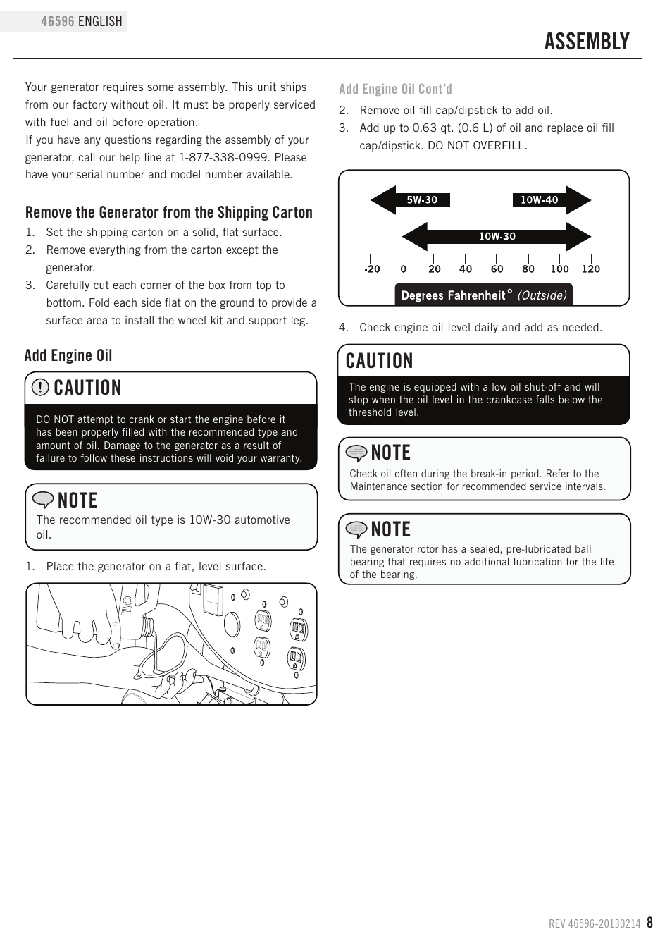 Assembly, Caution | Champion Power Equipment 46596 User Manual | Page 11 / 29