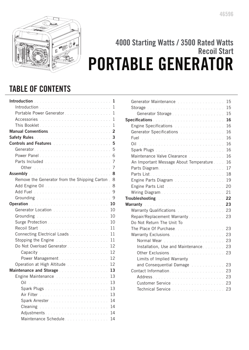 Champion Power Equipment 46596 User Manual | Page 3 / 29