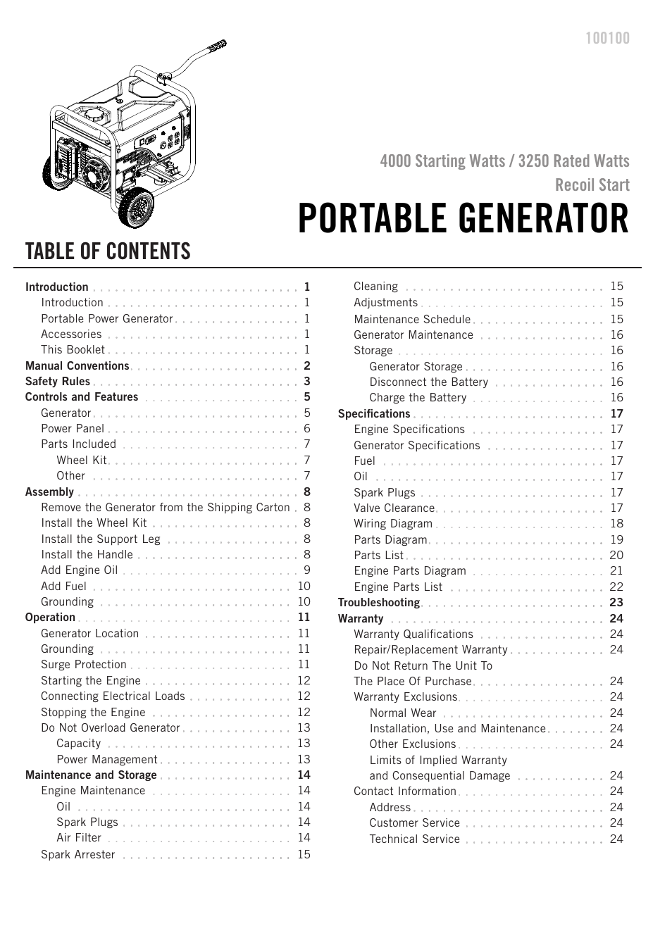 Champion Power Equipment 100100 User Manual | Page 3 / 30