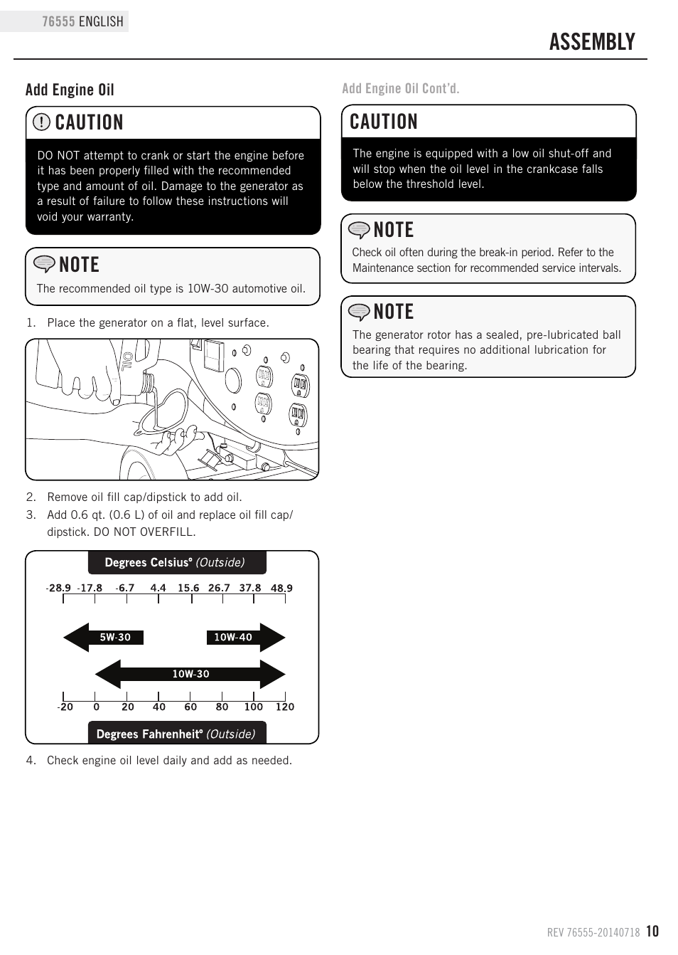 Assembly, Caution | Champion Power Equipment 76555 User Manual | Page 13 / 30