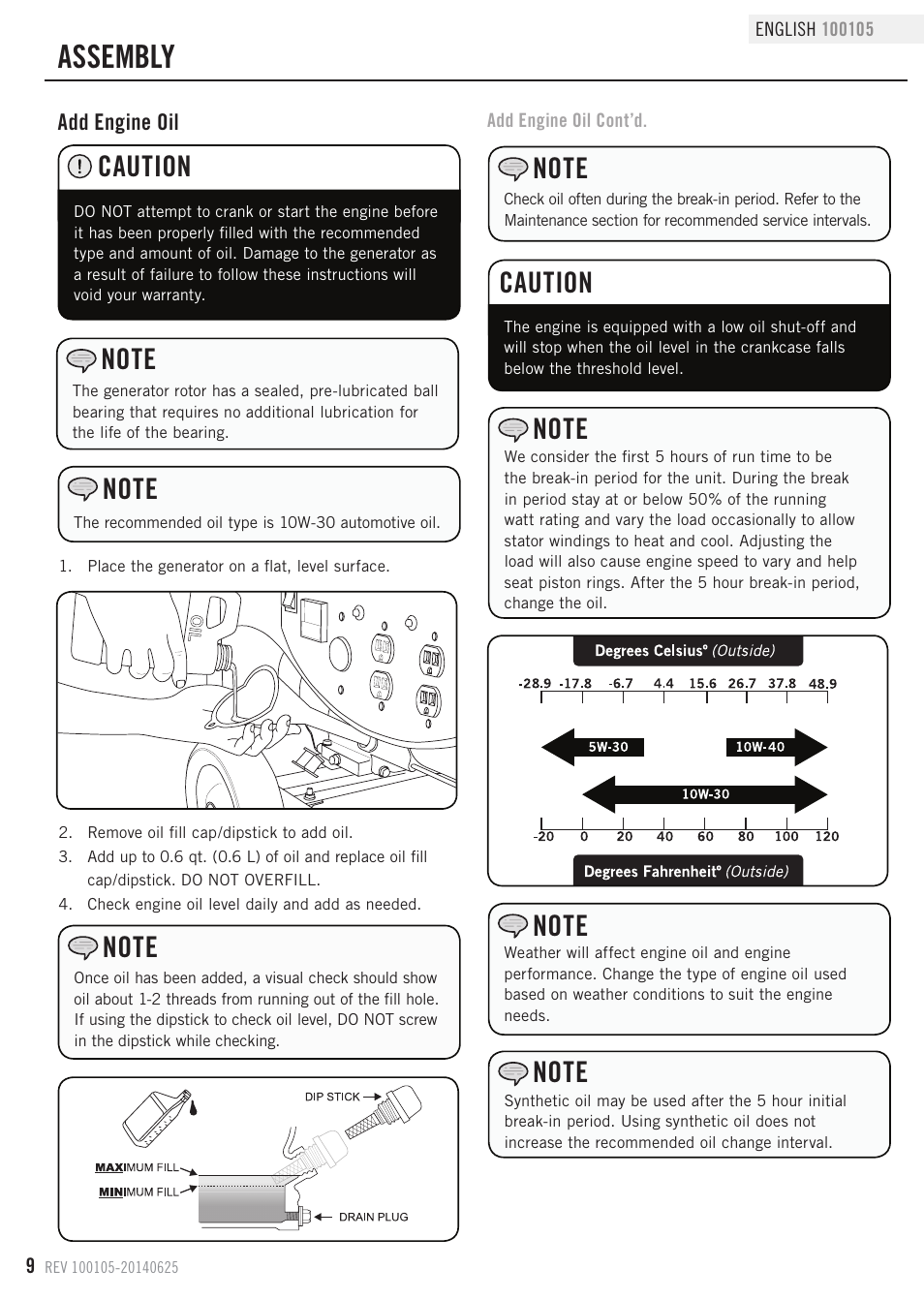 Assembly, Caution | Champion Power Equipment 100105 User Manual | Page 12 / 30