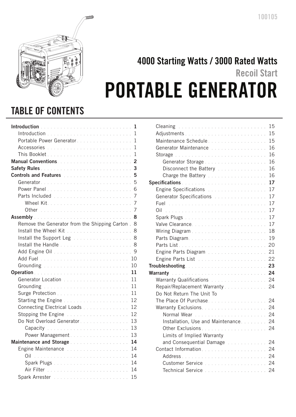 Champion Power Equipment 100105 User Manual | Page 3 / 30