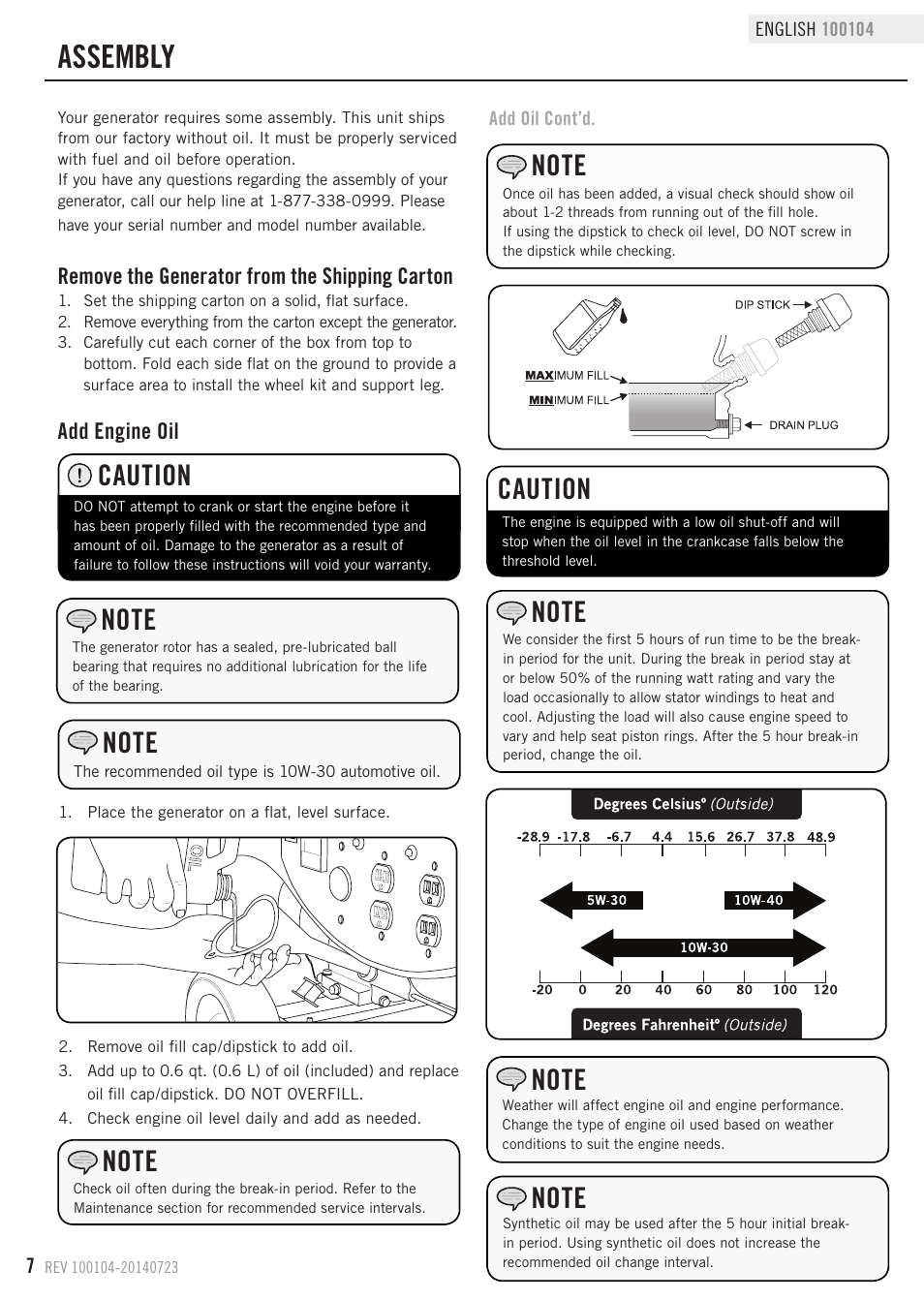 Assembly, Caution | Champion Power Equipment 100104 User Manual | Page 10 / 28