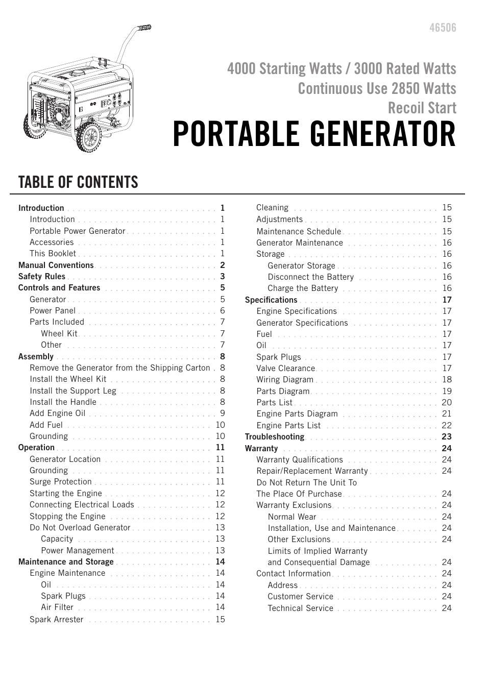 Champion Power Equipment 46506 User Manual | Page 3 / 30