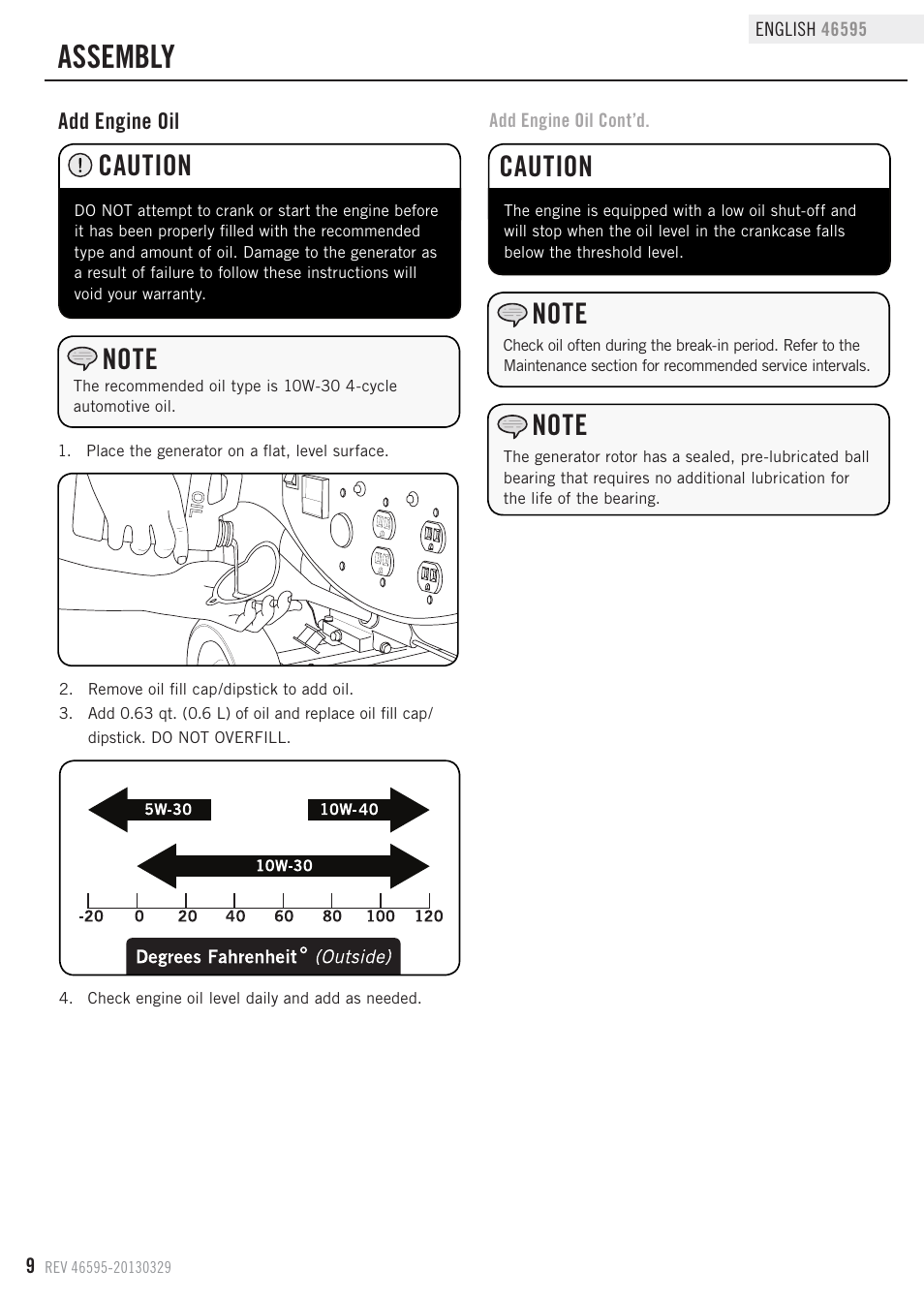Assembly, Caution | Champion Power Equipment 46595 User Manual | Page 12 / 30
