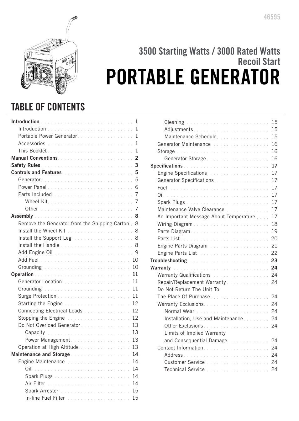 Champion Power Equipment 46595 User Manual | Page 3 / 30