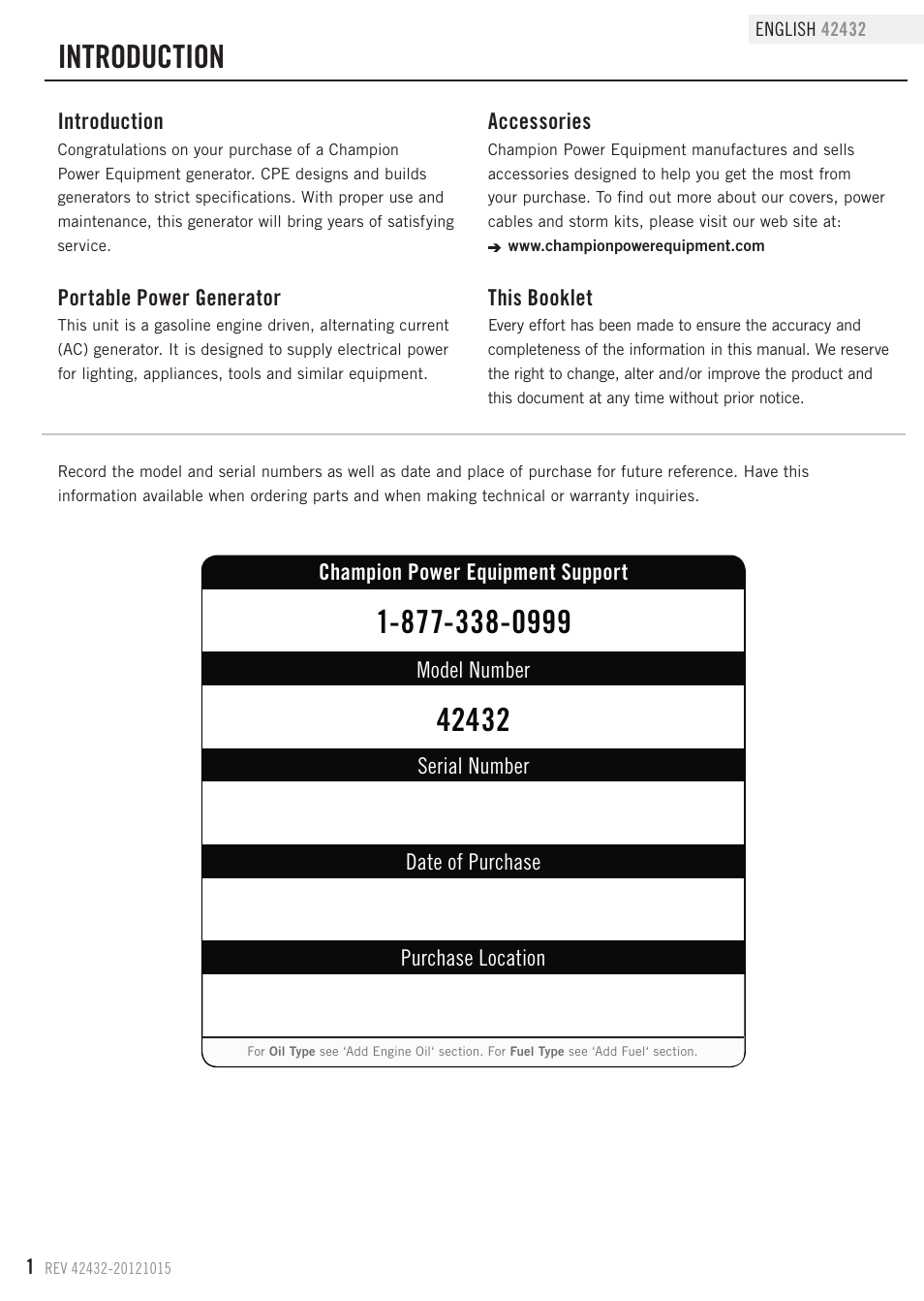 Introduction | Champion Power Equipment 42432 User Manual | Page 4 / 28