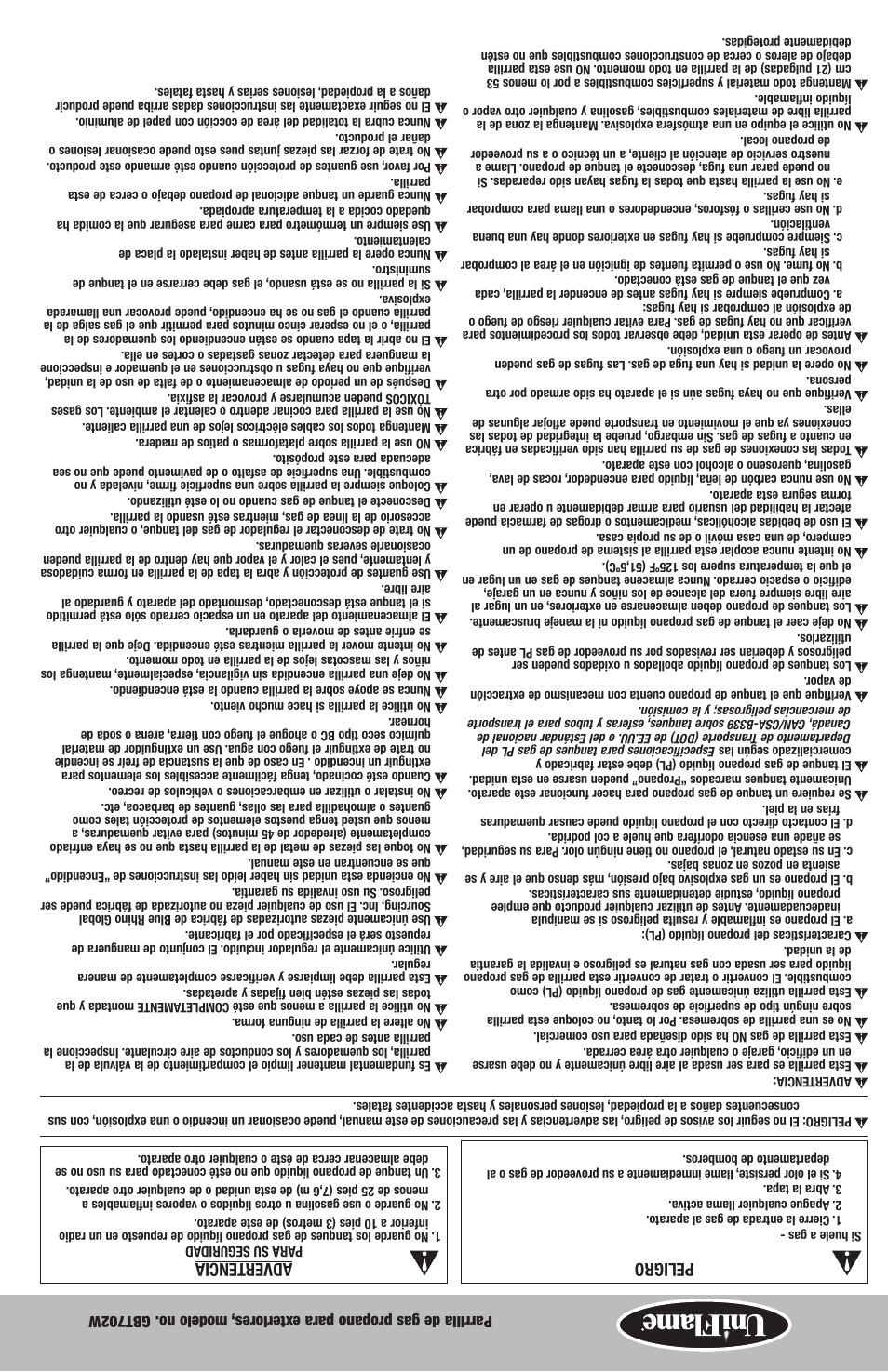 Peligro, Advertencia | Blue Rhino GBT702W User Manual | Page 19 / 20