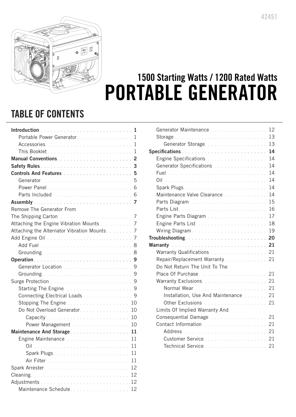 Champion Power Equipment 42451 User Manual | Page 3 / 27