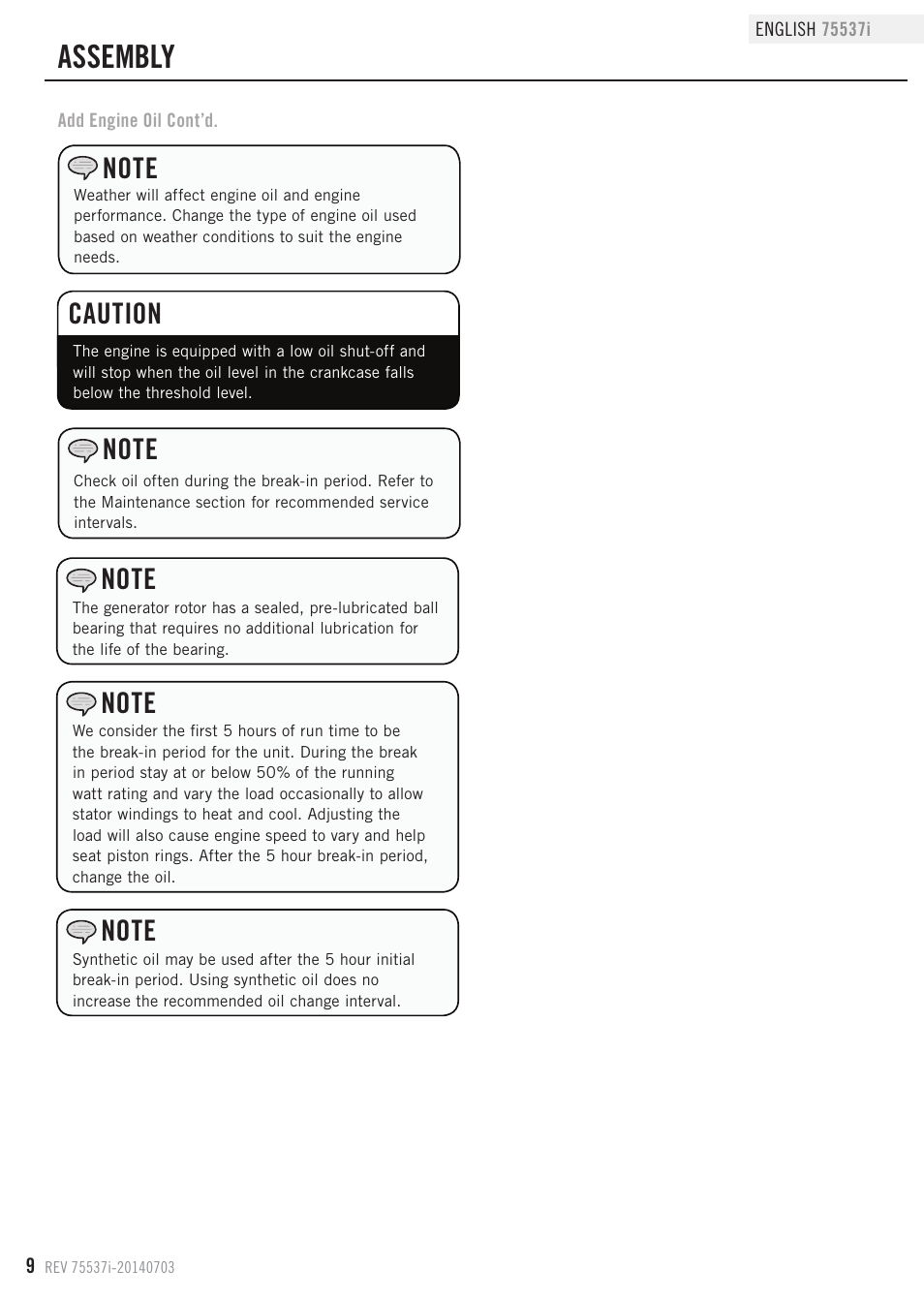 Assembly, Caution | Champion Power Equipment 75537i User Manual | Page 12 / 33