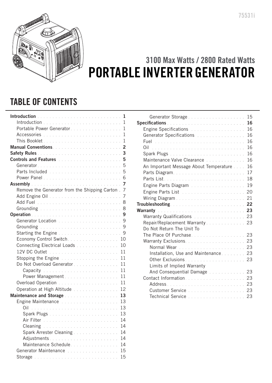 Champion Power Equipment 75531i User Manual | Page 3 / 29