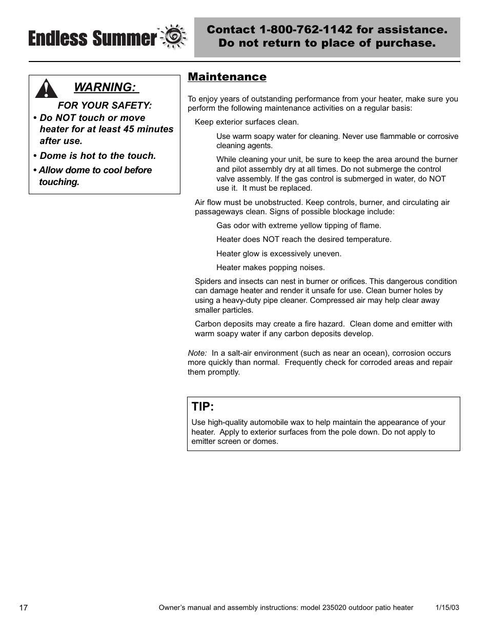 Warning | Blue Rhino 235020 User Manual | Page 18 / 44