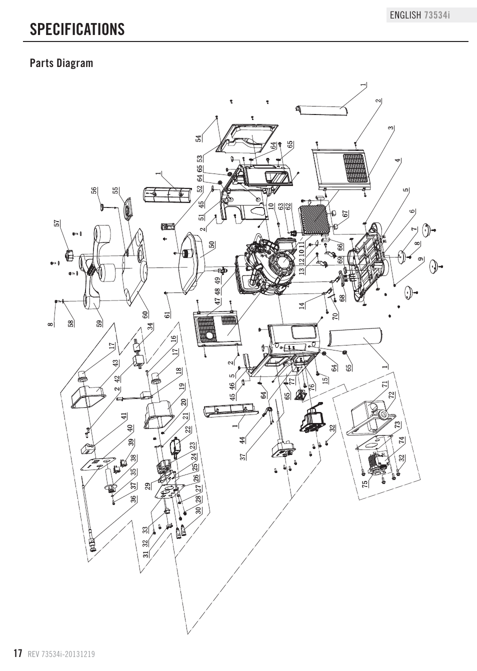 Specifications, Parts diagram | Champion Power Equipment 73534i User Manual | Page 20 / 29