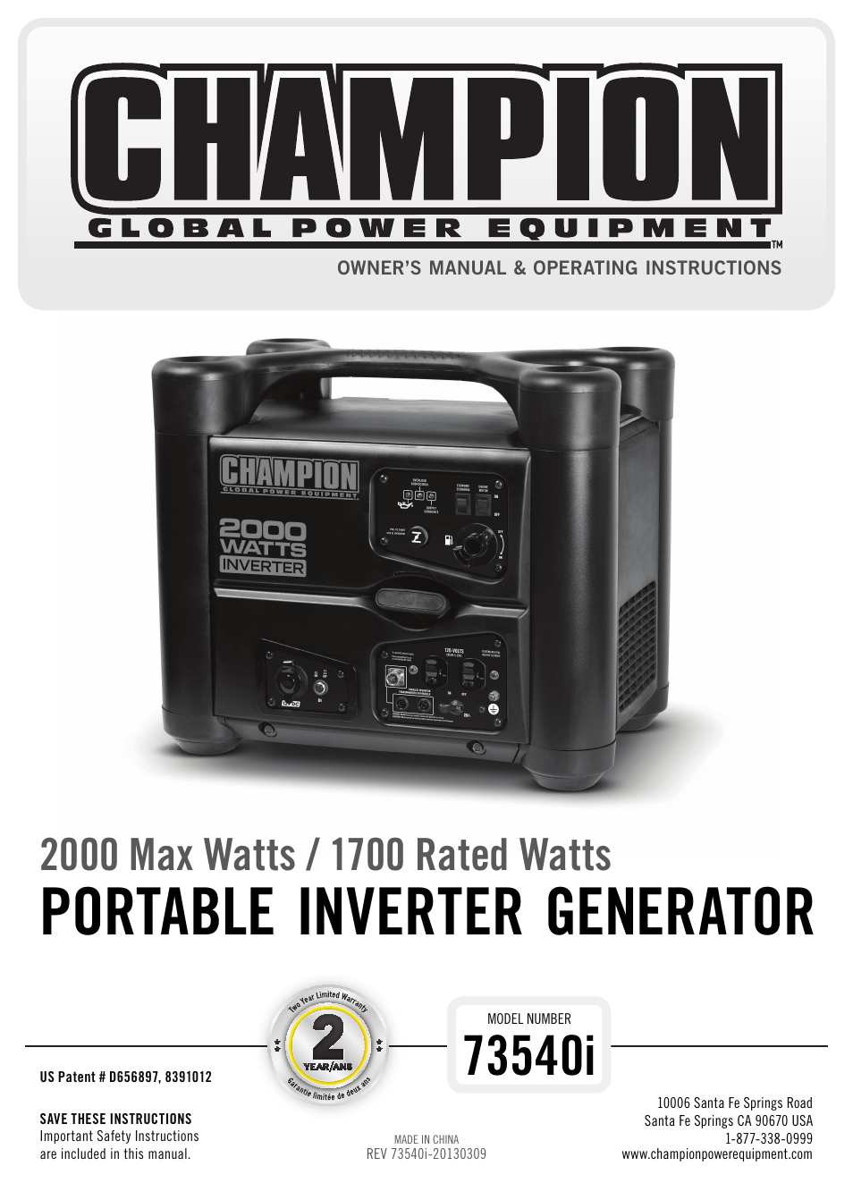 Champion Power Equipment 73540i User Manual | 29 pages