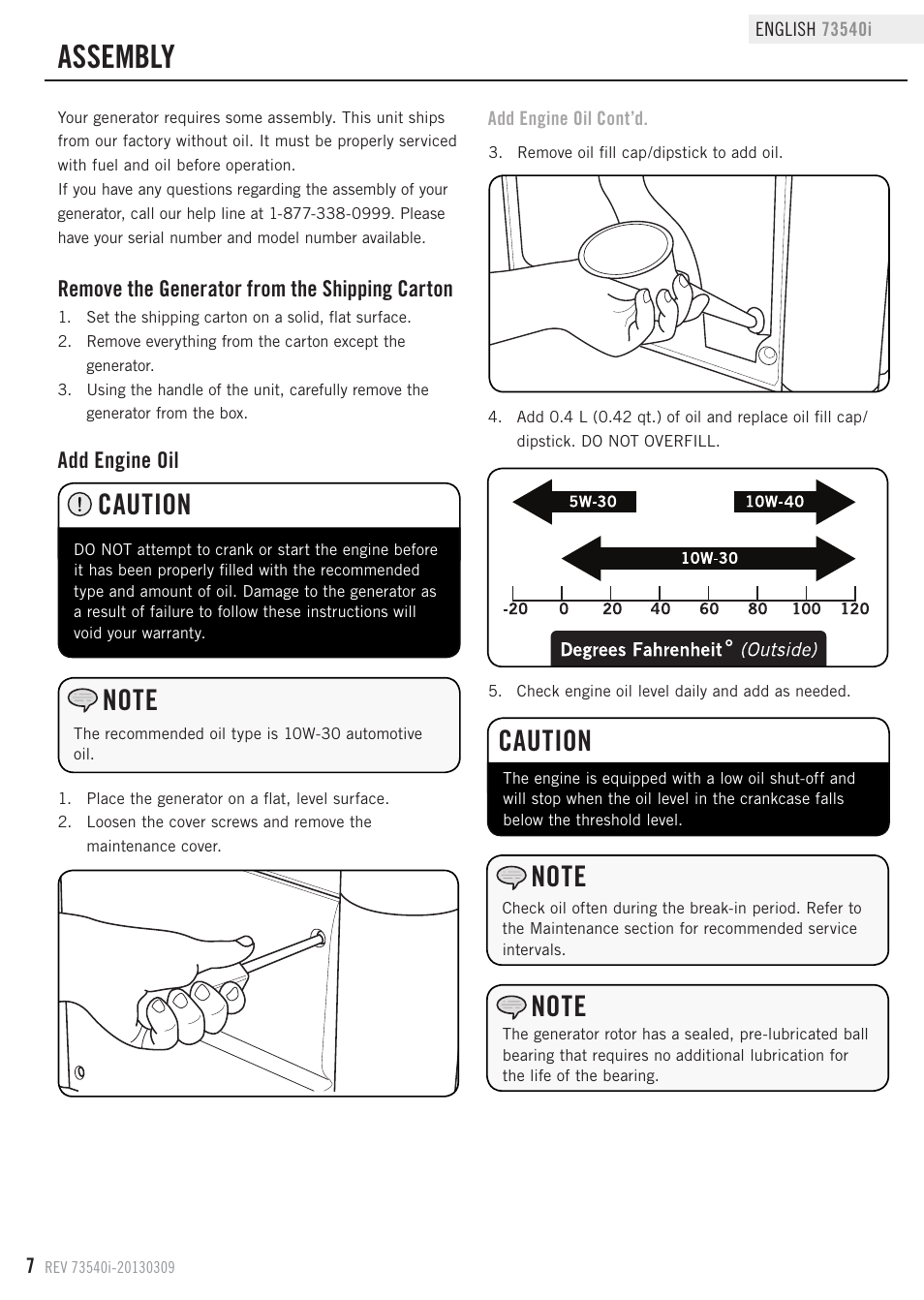 Assembly, Caution | Champion Power Equipment 73540i User Manual | Page 10 / 29