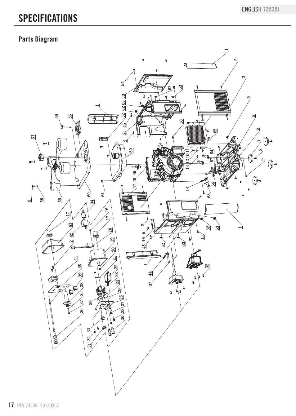 Specifications, Parts diagram | Champion Power Equipment 73535i User Manual | Page 20 / 28