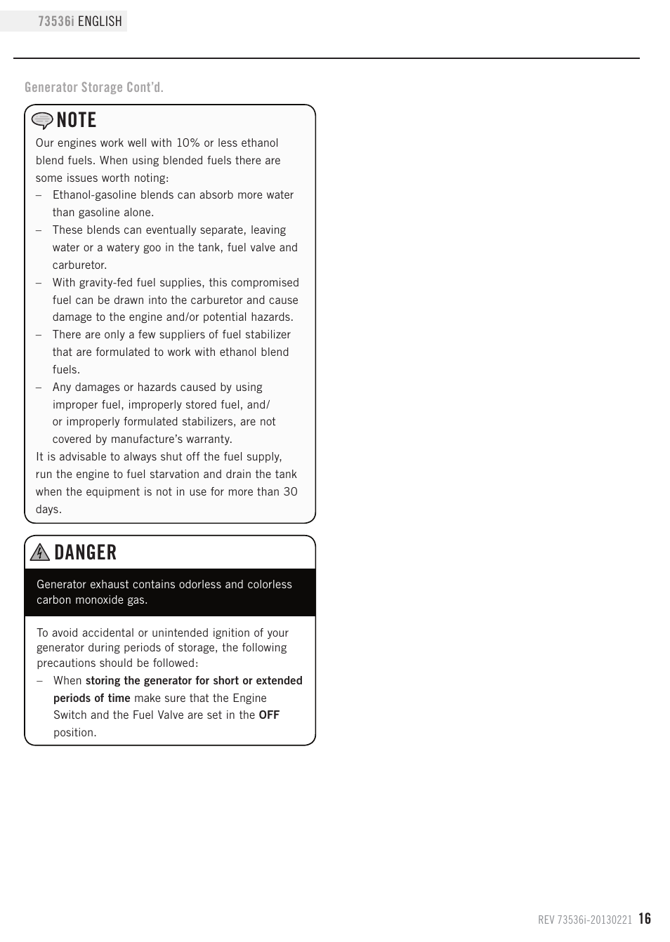 Danger | Champion Power Equipment 73536i User Manual | Page 19 / 30