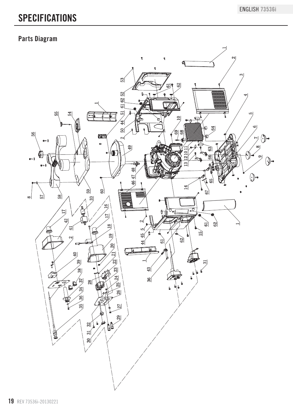 Specifications, Parts diagram | Champion Power Equipment 73536i User Manual | Page 22 / 30