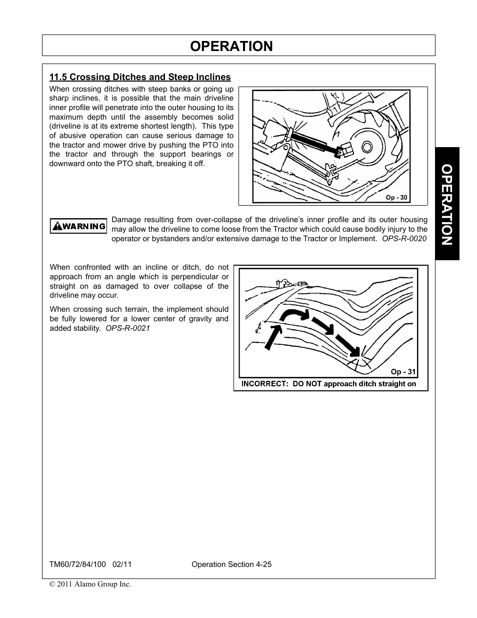5 crossing ditches and steep inclines, Crossing ditches and steep inclines -25, Operation | Opera t ion | Blue Rhino TM72 User Manual | Page 123 / 156