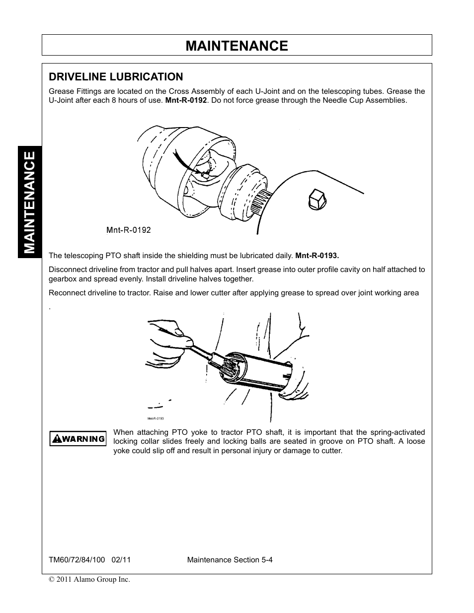 Driveline lubrication, Driveline lubrication -4, Maintenance | Blue Rhino TM72 User Manual | Page 144 / 156