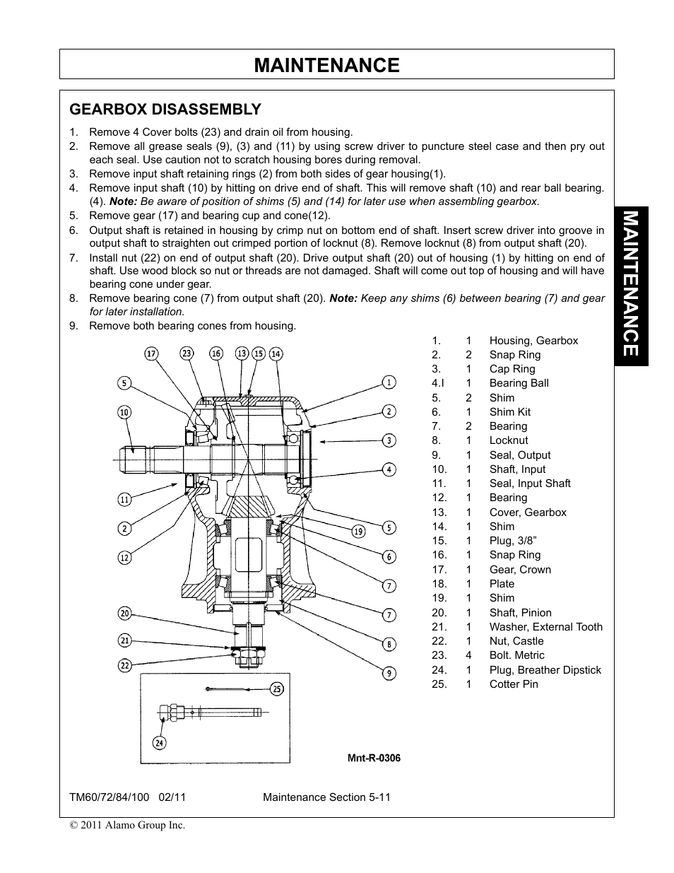 Gearbox disassembly, Gearbox disassembly -11, Maintenance | Blue Rhino TM72 User Manual | Page 151 / 156