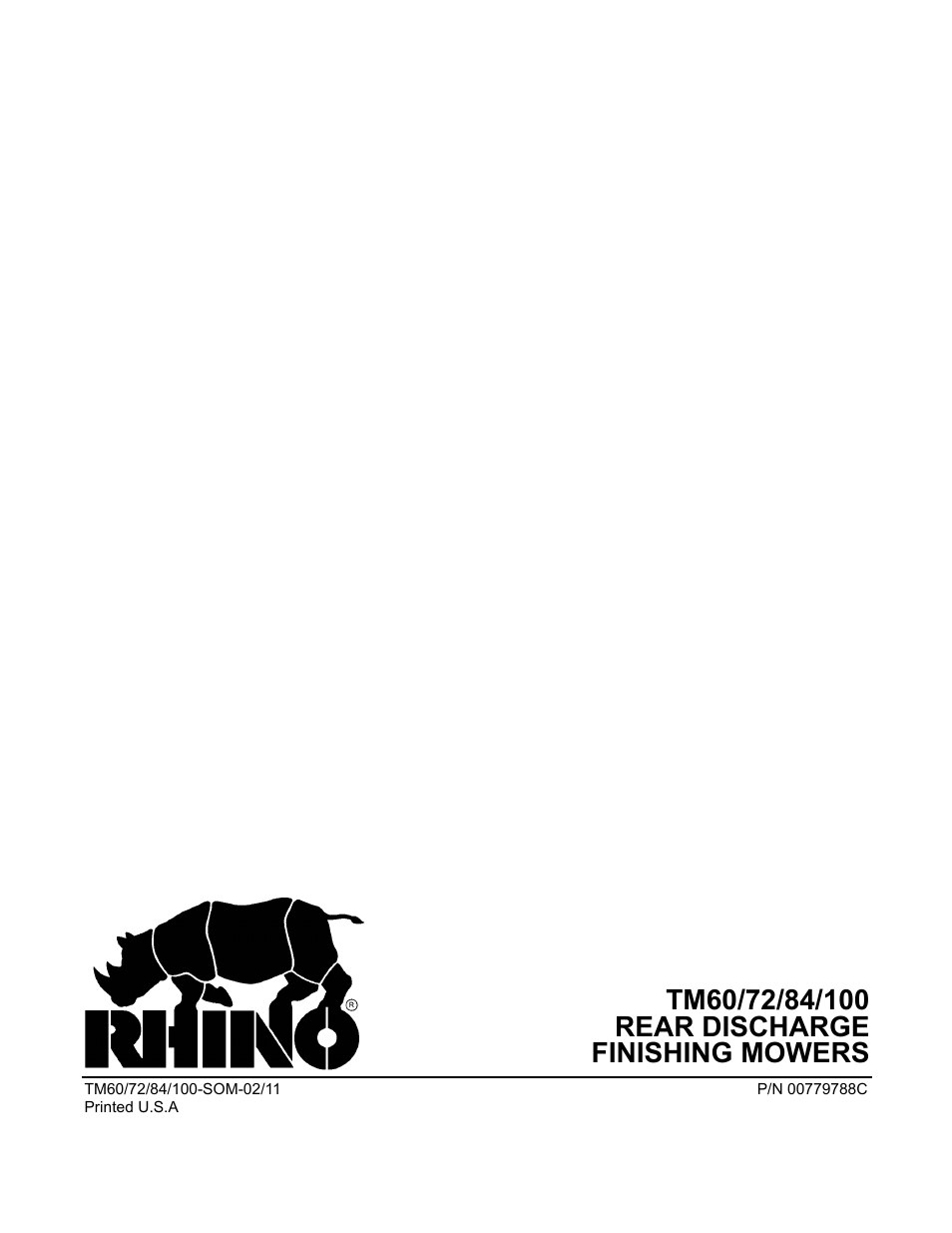 Tm60/72/84/100, Rear discharge, Finishing mowers | Blue Rhino TM72 User Manual | Page 156 / 156