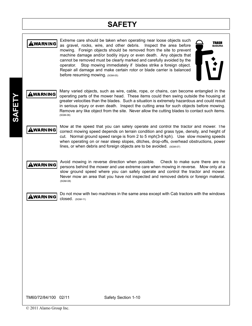 Safety | Blue Rhino TM72 User Manual | Page 16 / 156