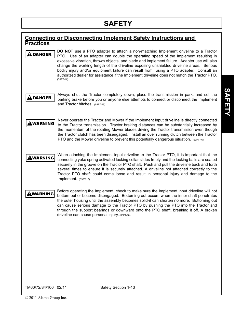 Safety | Blue Rhino TM72 User Manual | Page 19 / 156