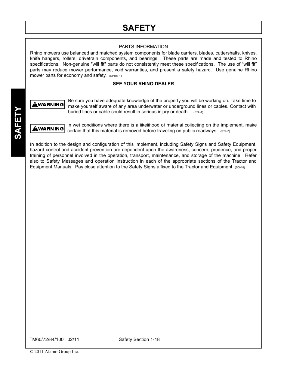 Safety | Blue Rhino TM72 User Manual | Page 24 / 156