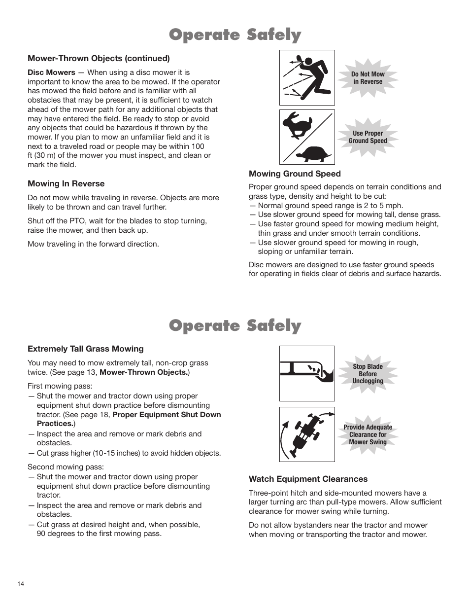 Operate safely | Blue Rhino TM72 User Manual | Page 50 / 156
