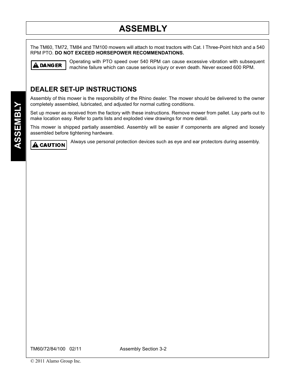 Dealer set-up instructions, Dealer set-up instructions -2, Assembly | Assembl y | Blue Rhino TM72 User Manual | Page 94 / 156