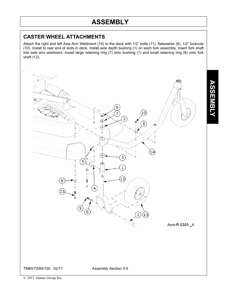 Caster wheel attachments, Caster wheel attachments -5, Assembly | Assembl y | Blue Rhino TM72 User Manual | Page 97 / 156