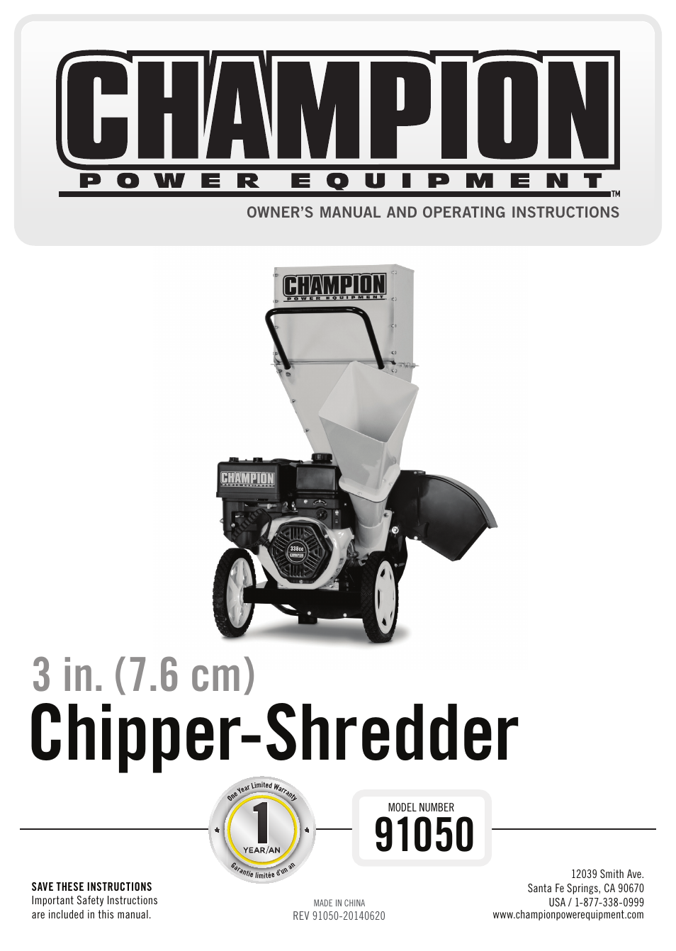 Champion Power Equipment 91050 User Manual | 34 pages