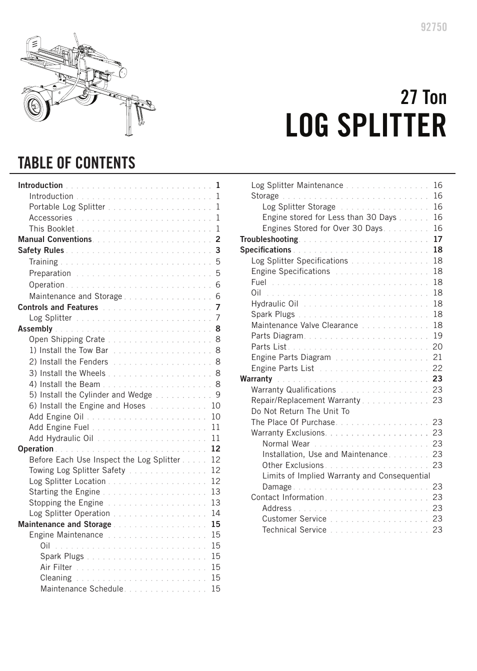 Champion Power Equipment 92750 User Manual | Page 3 / 29
