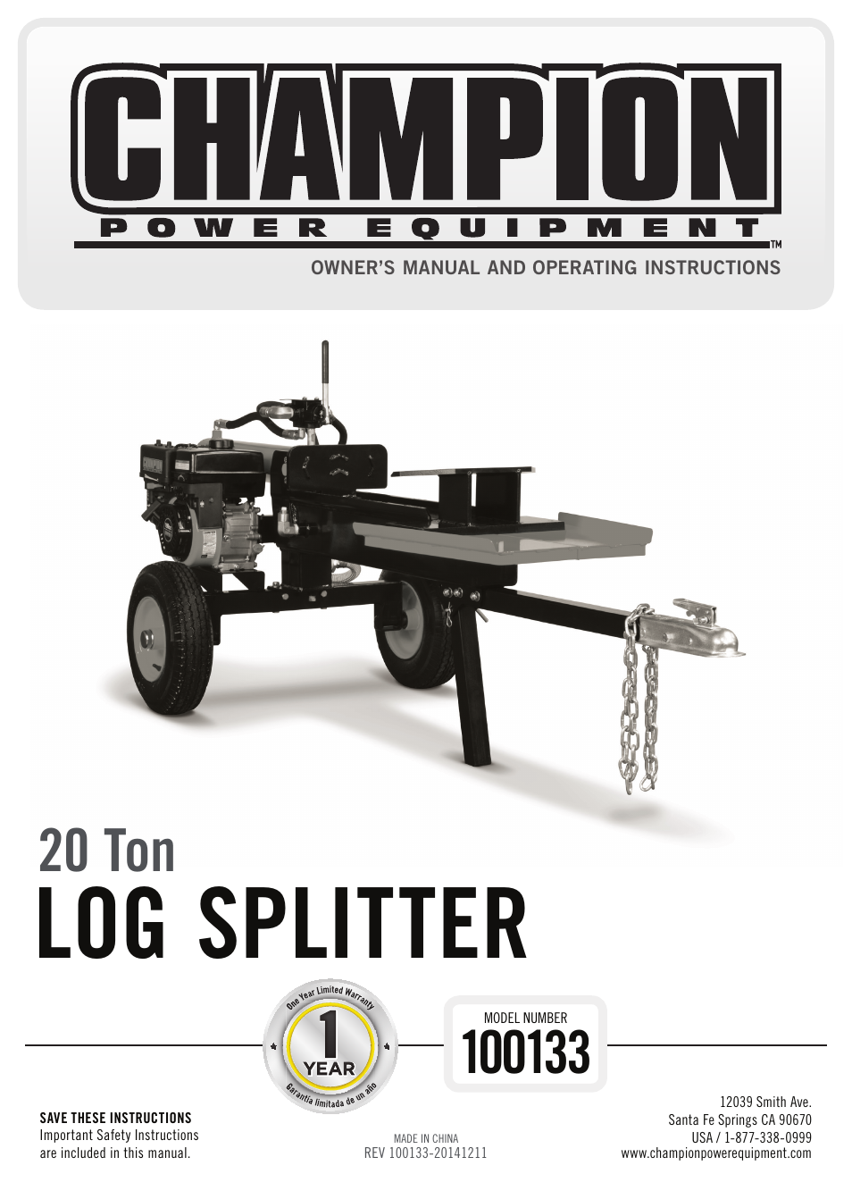 Champion Power Equipment 100133 User Manual | 32 pages