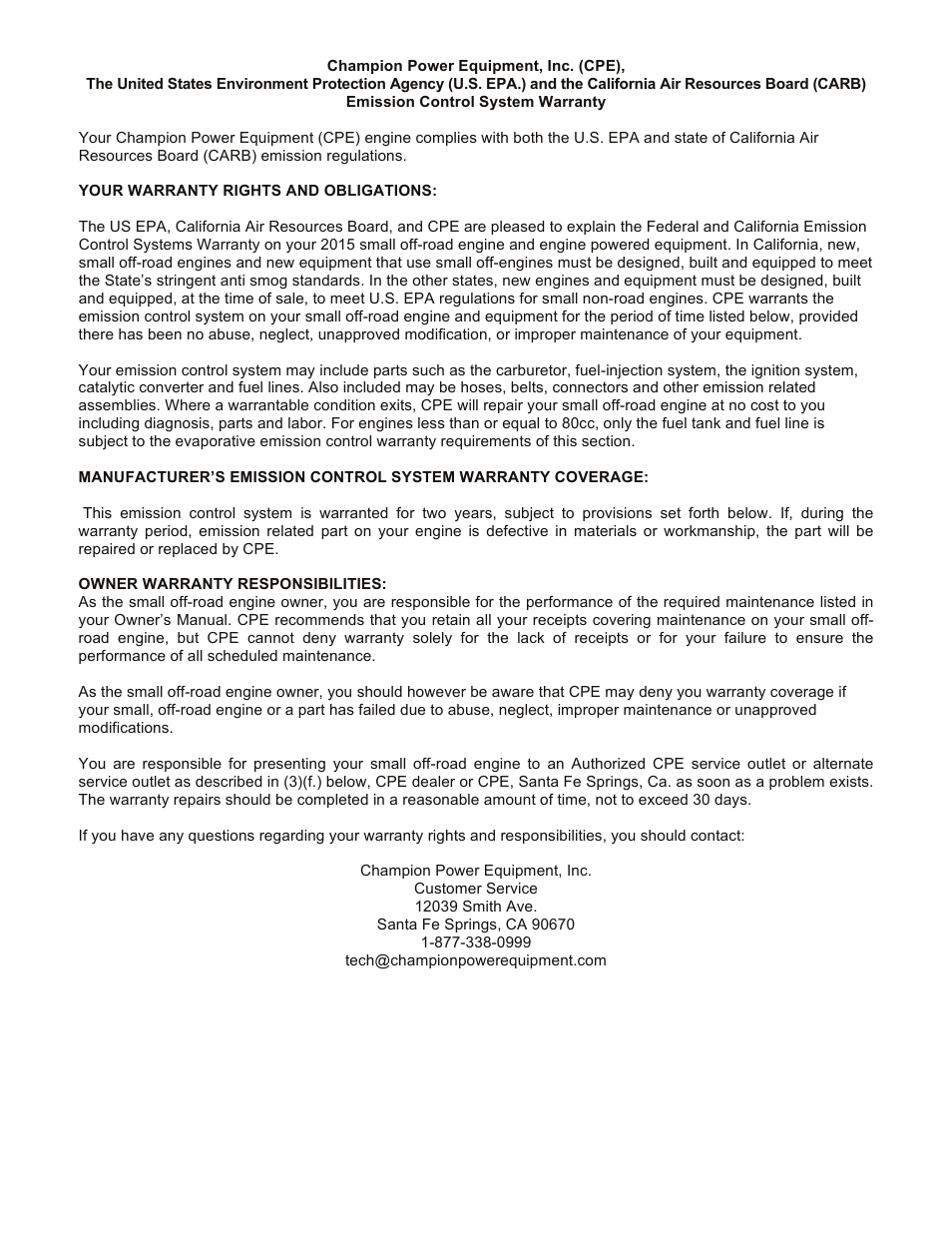 Champion Power Equipment 100133 User Manual | Page 30 / 32