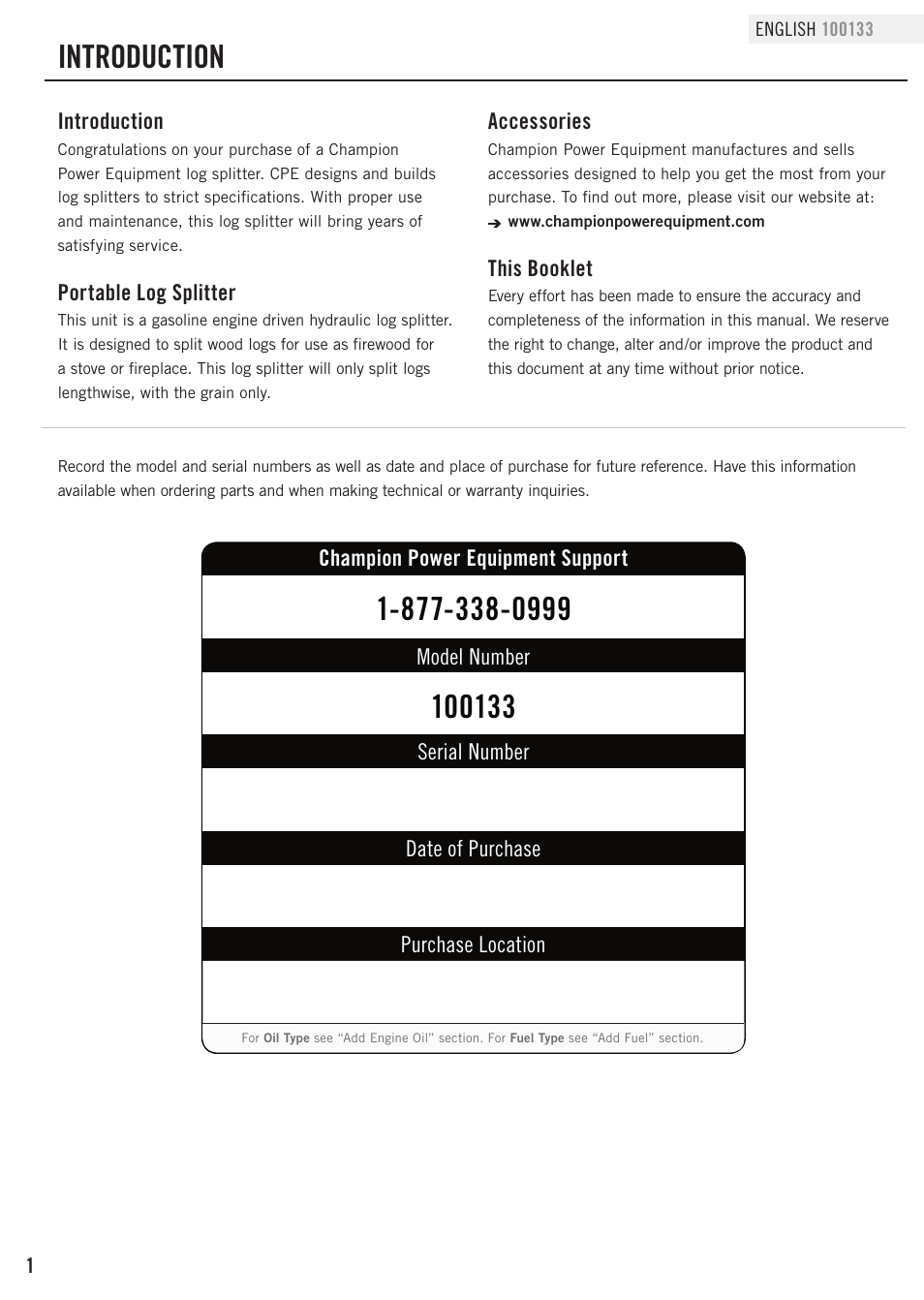 Introduction | Champion Power Equipment 100133 User Manual | Page 4 / 32