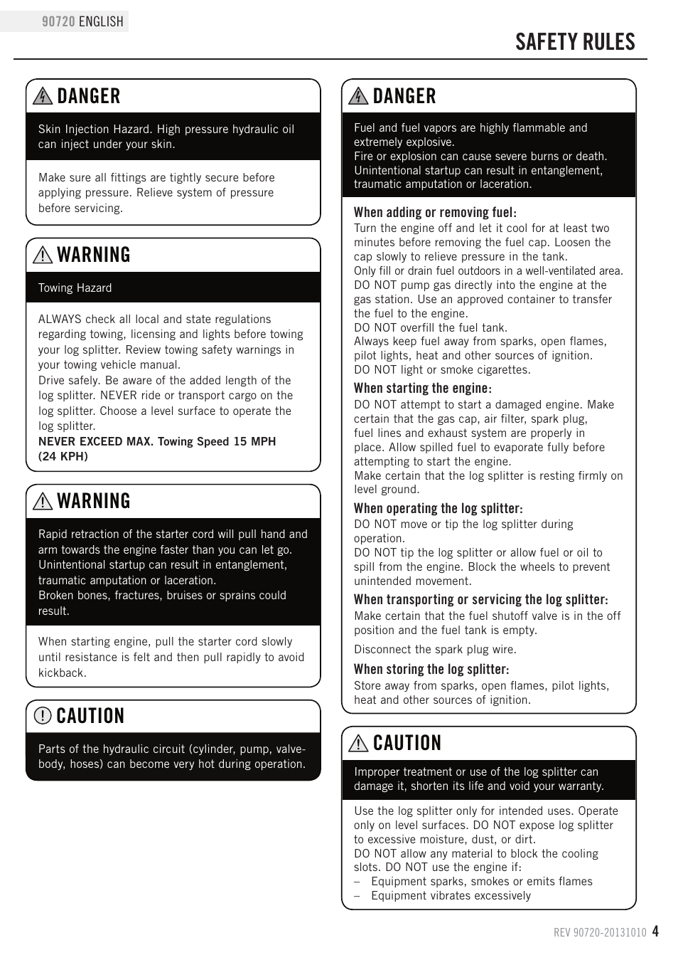 Safety rules, Danger, Warning | Caution | Champion Power Equipment 90720 User Manual | Page 7 / 30